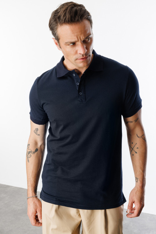 Erkek Çekmeyen Pamuklu Kumaş Regular Fit Standart Kesim Polo Yaka Tişört POLOYAKA-T-SHIRT1