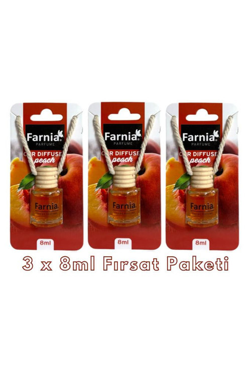 Yüksek Esanslı Askılı Araç Kokusu EDP Parfüm Şeftali 8 Ml 3 Adet Avantaj Paketi