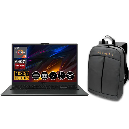 VivoBook Go 15 R3-7320U 8GB 256GB M.2 SSD E1504FA-NJ097 ATL11 15.6" Fdos Notebook +çanta