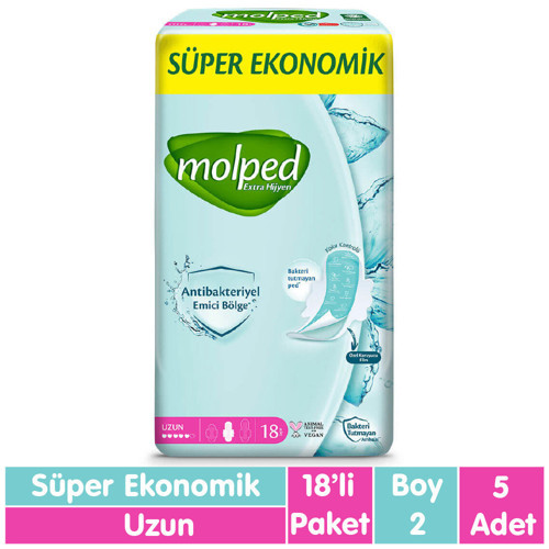 Süper Ekonomik Antibakteriyel Ped Uzun 18x5 90 Adet