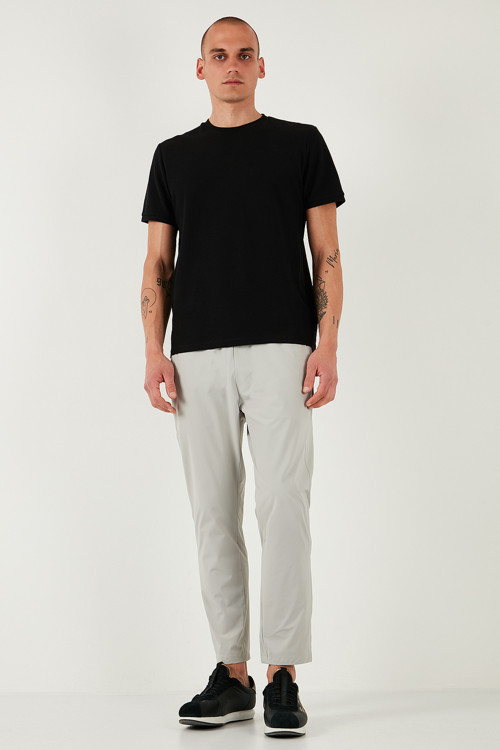 Slim Fit Lastikli Bel Boru Paça Kemer Detaylı Pantolon Erkek Kot Pantolon 5543S86JMILANO GRİ
