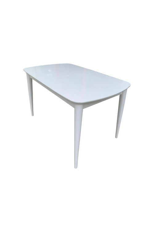 Retro Konik Oval Köşeli Masa 80X120 Açılır Kapanır Lake Beyaz Tamamı Ahşap