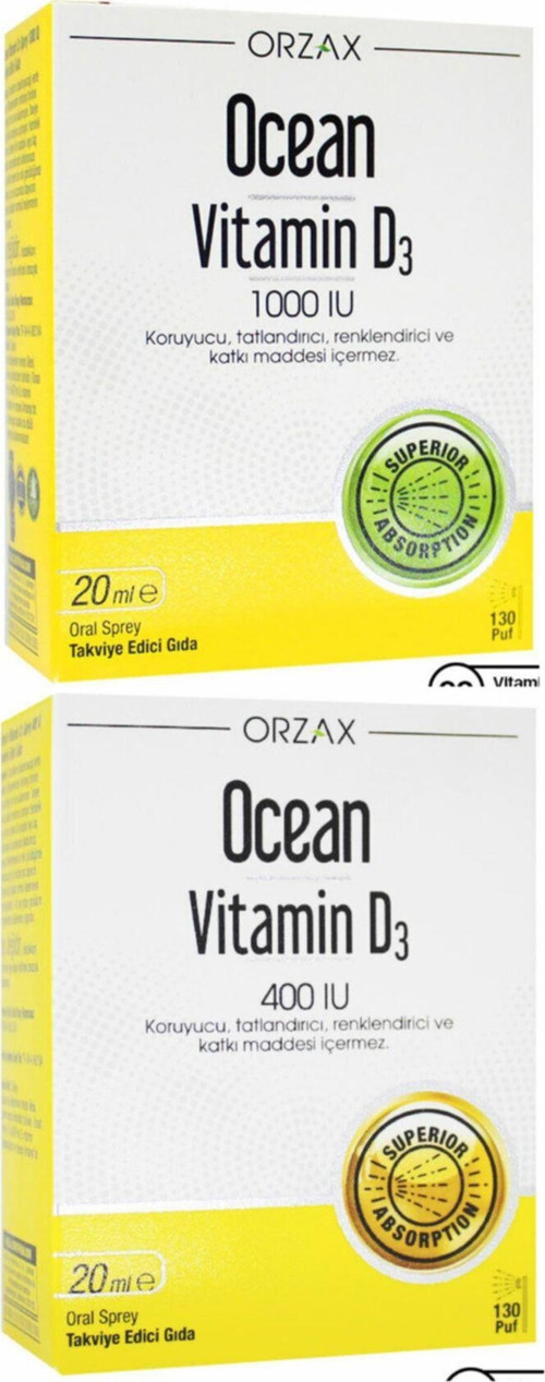 Vitamin D3 1000Iu Sprey 20 Ml + Vitamin D3 400Iu Sprey 20 Ml