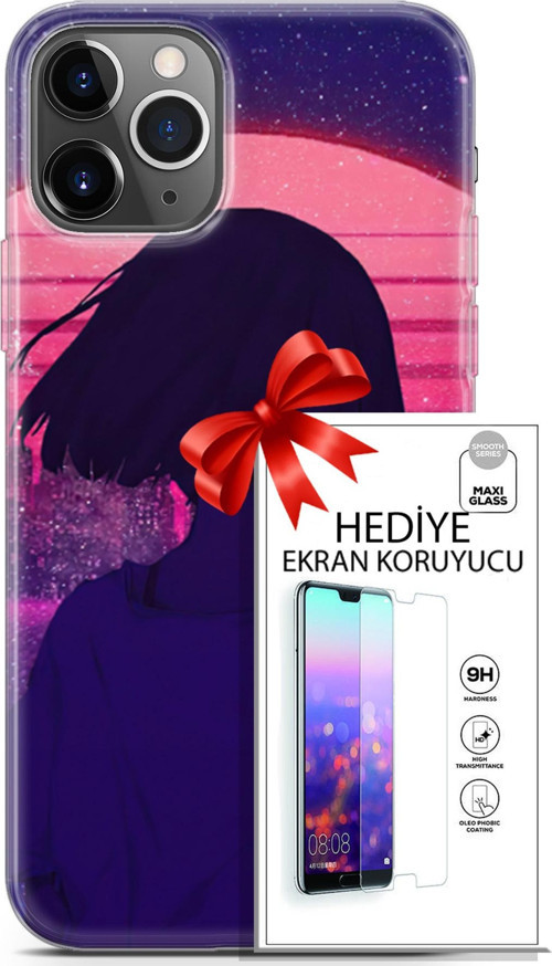 Apple İphone 11 Pro Kılıf Orijinal Seri Neo 12 Blak Panther Tasarım Kılıf + Ekran Koruyucu