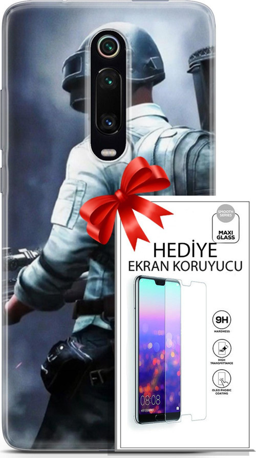 Xiaomi Mi 9T Pro Kılıf Orijinal Seri Pubg 11 Sırt Çantalı 4K Baskılı Kılıf + Ekran Koruyucu Full Koruma