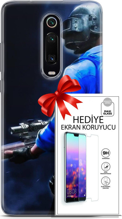 Xiaomi Mi 9T Pro Kılıf Orijinal Seri Pubg 12 Mavi Gömlekli Tasarım Kılıf + Ekran Koruyucu