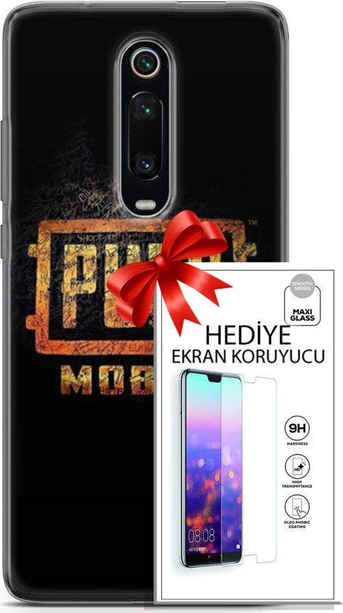 Xiaomi Mi 9T Pro Kılıf Orijinal Seri Pubg 14 Logo Cover Kılıf + Ön Ekran Koruyucu