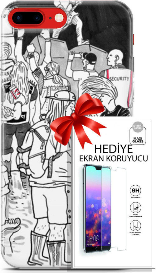 Apple İphone 7 Plus - 8 Plus Kılıf Orijinal Seri Punky 17 Party Yumuşak Kılıf + Ekran Koruyucu