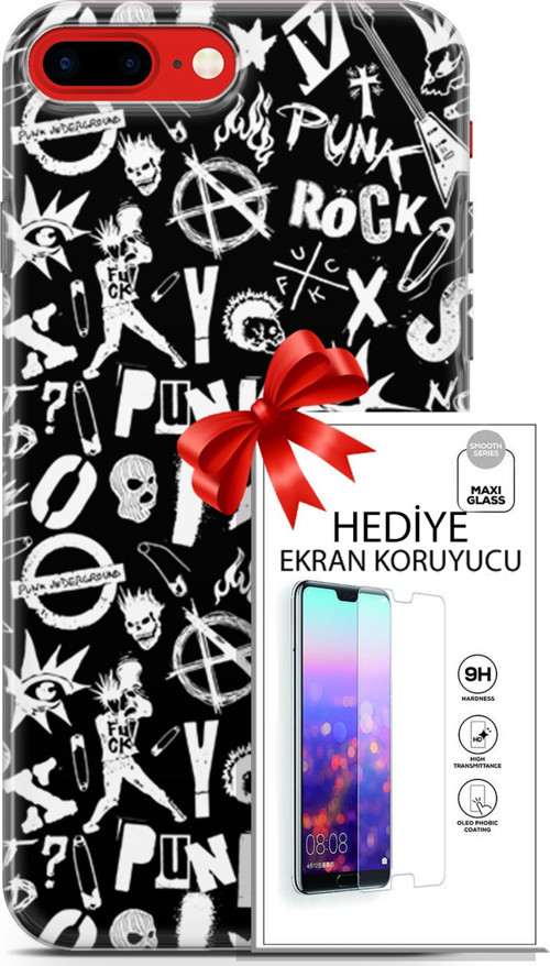 Apple İphone 7 Plus - 8 Plus Kılıf Orijinal Seri Punky 18 Rock Punk Parlak Kılıf + Ekran Koruyucu Fu