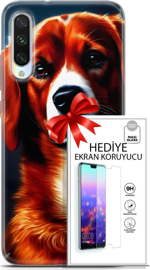 Xiaomi Mi A3 Kılıf Orijinal Seri Dogs 21 Spaniel Darbe Önleyici Kapak + Ön Ekran Koruyucu