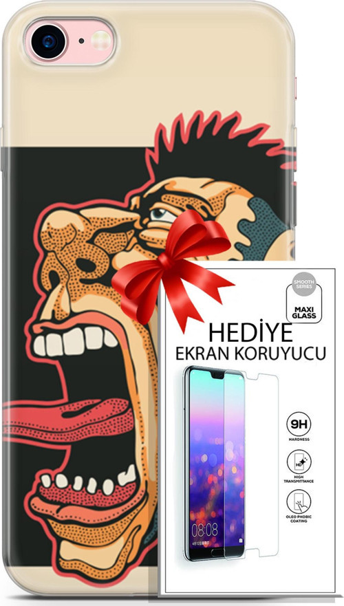 Apple İphone 7 - 8 Kılıf Orijinal Seri Punky 11 Maymun 4K Baskılı Kılıf + Ekran Koruyucu Full Koruma