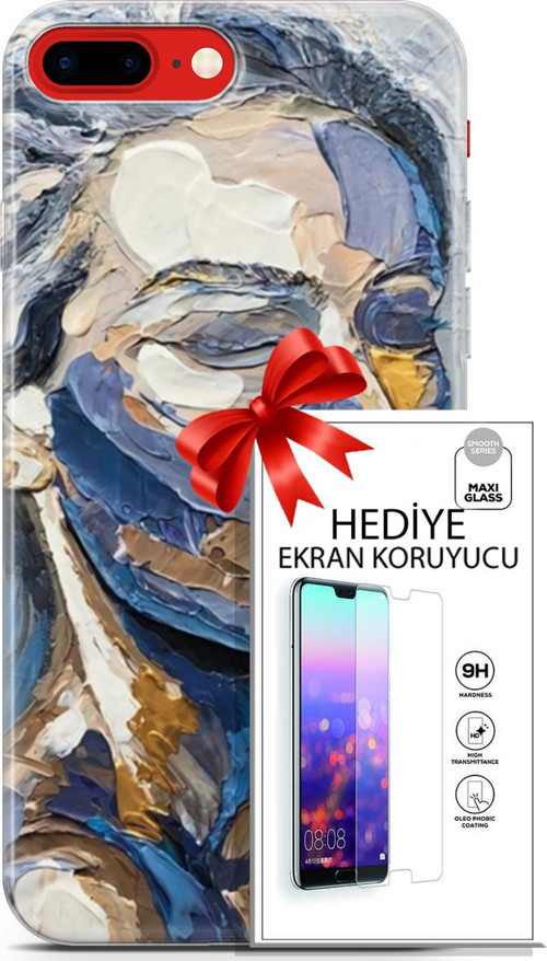 Apple İphone 7 Plus - 8 Plus Kılıf Orijinal Seri Soul 06 Mavi Yüz Koruyucu Kapak Ekran Koruyucu
