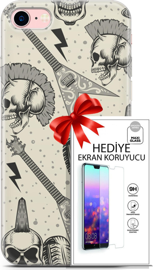Apple İphone 7 - 8 Kılıf Orijinal Seri Punky 20 Trash Punk Renkli Kılıf Ekran Koruyucu