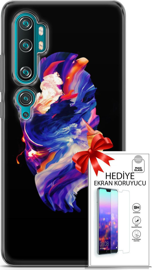Xiaomi Mi Note 10 Kılıf Orijinal Seri Cardano 12 Wallpapaer Tasarım Kılıf + Ekran Koruyucu