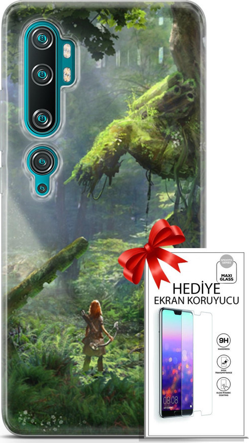 Xiaomi Mi Note 10 Kılıf Orijinal Seri Cardano 13 Orman Case Kapak Ekran Koruyucu