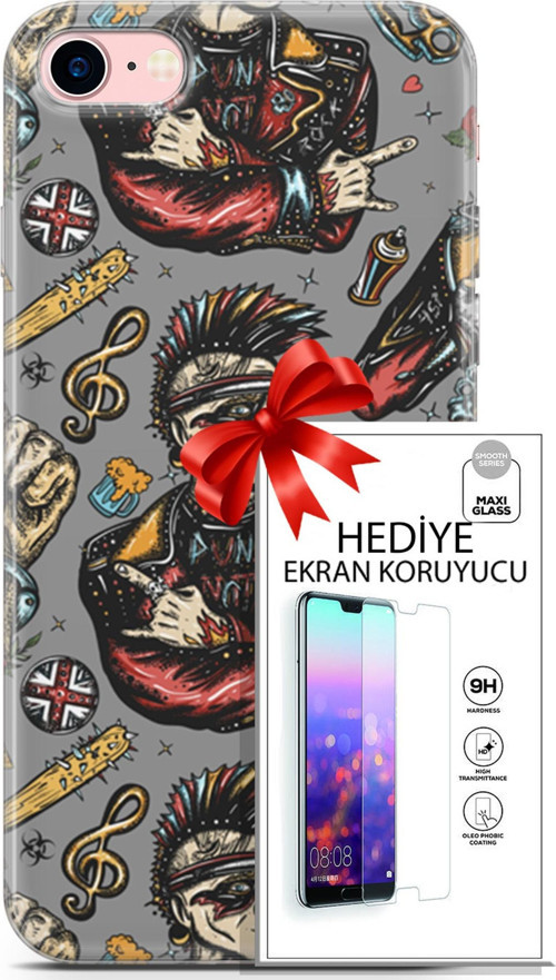Apple İphone 7 - 8 Kılıf Orijinal Seri Punky 24 Heavy Metal Darbe Emici Kılıf + Ekran Koruyucu