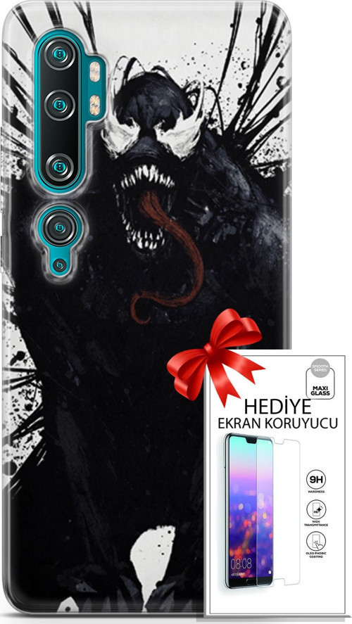 Xiaomi Mi Note 10 Kılıf Orijinal Seri Cardano 20 Canavar Renkli Kılıf Ekran Koruyucu