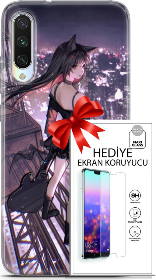 Xiaomi Mi A3 Kılıf Orijinal Seri Fantasy 20 Anime Çatıda Renkli Kılıf Ekran Koruyucu