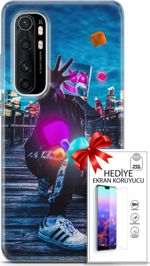 Xiaomi Mi Note 10 Lite Kılıf Orijinal Seri Algorand 10 Köprü Full Hd Kılıf + Ekran Koruyucu