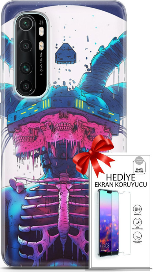 Xiaomi Mi Note 10 Lite Kılıf Orijinal Seri Algorand 13 Kaburga Case Kapak Ekran Koruyucu