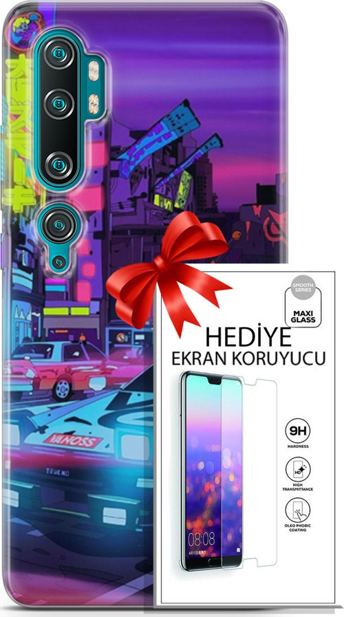 Xiaomi Mi Note 10 Kılıf Orijinal Seri Cyberpunk 28 Gaming Vg İz Bırakmayan Kılıf + Ön Ekran Koruyucu