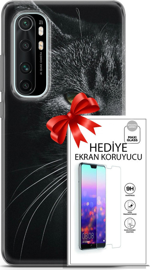 Xiaomi Mi Note 10 Lite Kılıf Orijinal Seri Scotish-British 24 Asi Kedi Darbe Emici Kılıf + Ekran Koruyucu
