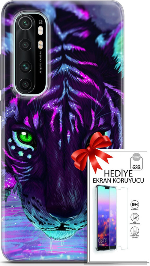 Xiaomi Mi Note 10 Lite Kılıf Orijinal Seri Algorand 16 Pembe Neon Hediyelik Kılıf Ve Ekran Koruyucu