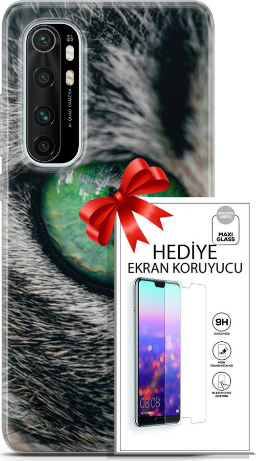 Xiaomi Mi Note 10 Lite Kılıf Orijinal Seri Scotish-British 28 Göz Detay İz Bırakmayan Kılıf + Ön Ekran Koruyucu