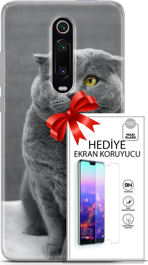 Xiaomi Mi 9T Pro Kılıf Orijinal Seri Scotish-British 17 Scottish Duman Gri Yumuşak Kılıf + Ekran Koruyucu