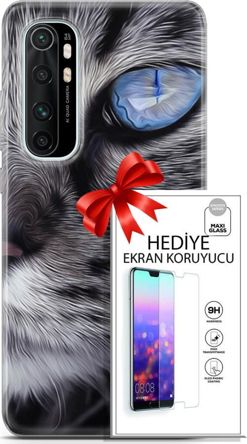Xiaomi Mi Note 10 Lite Kılıf Orijinal Seri Scotish-British 30 Norveç Orman Kedisi Kenarları Şeffaf Kapak