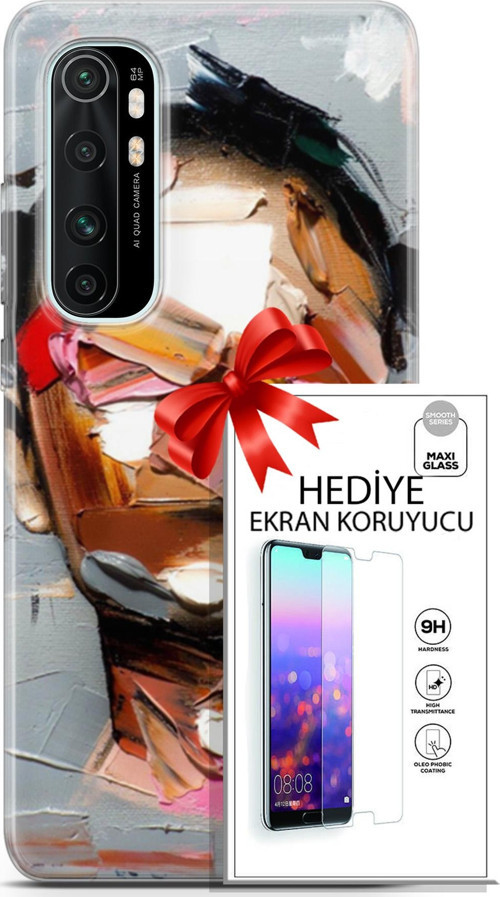 Xiaomi Mi Note 10 Lite Kılıf Orijinal Seri Soul 01 Suratsız Telefon Kılıfı + Ekran Koruyucu