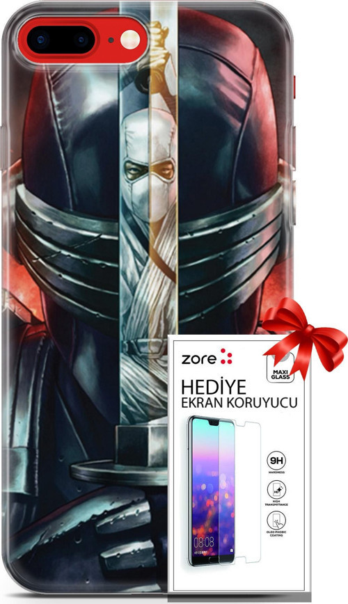 Apple İphone 7 Plus - 8 Plus Kılıf Orijinal Seri Supers 08 Snake Eyes Baskılı Kılıf + Ekran Koruyucu