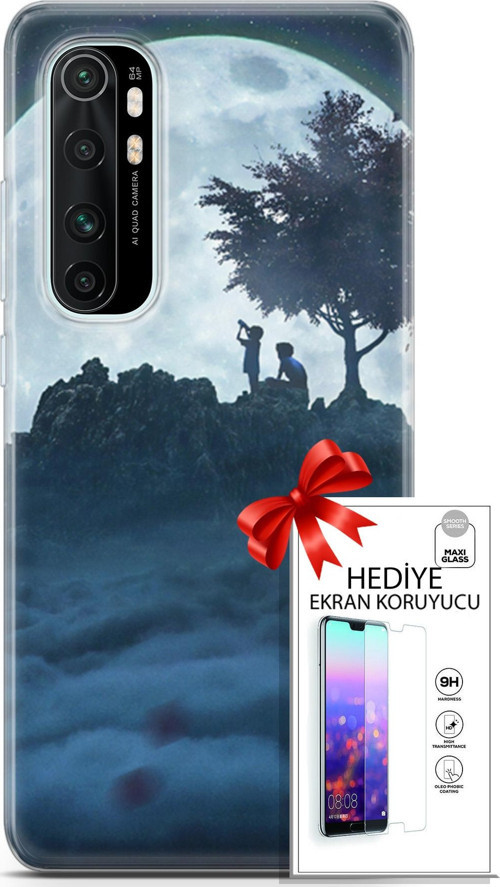 Xiaomi Mi Note 10 Lite Kılıf Orijinal Seri Algorand 21 Ayışığında Darbe Önleyici Kapak + Ön Ekran Koruyucu