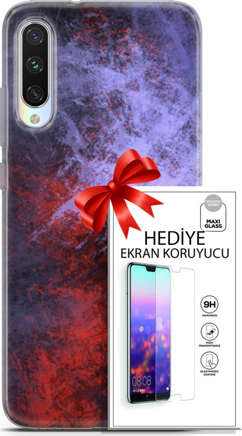 Xiaomi Mi A3 Kılıf Orijinal Seri Nature 18 Karışık Parlak Kılıf + Ekran Koruyucu Full Korumaketi