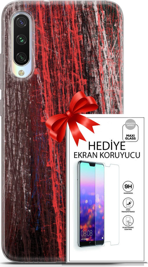 Xiaomi Mi A3 Kılıf Orijinal Seri Nature 22 İzler Kap + Ekran Koruyucu