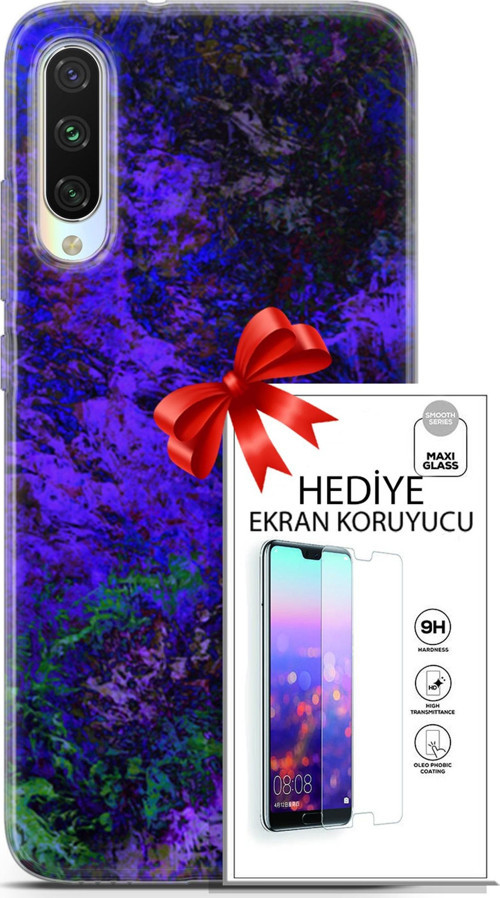 Xiaomi Mi A3 Kılıf Orijinal Seri Nature 30 Mor Tonlar Kenarları Şeffaf Kapak Ve Ekran Koruyucu
