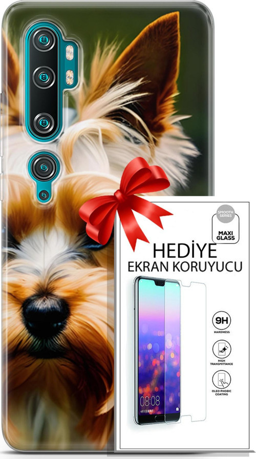 Xiaomi Mi Note 10 Kılıf Orijinal Seri Dogs 13 Yorkshire Terriyer Case Kapak Ekran Koruyucu