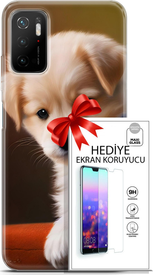 Xiaomi Poco M3 Pro 5G Kılıf Orijinal Seri Dogs 15 Kaniş Yavru Kalın Silikon + Ekran Koruyucu