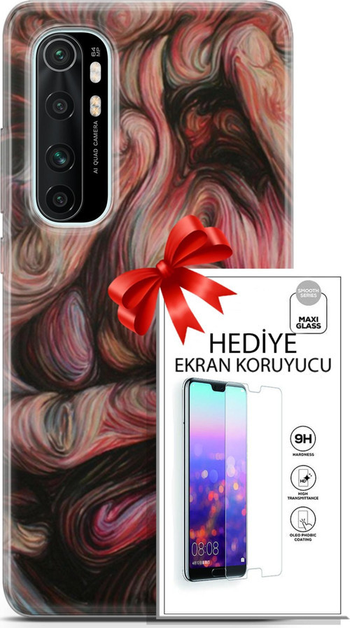 Xiaomi Mi Note 10 Lite Kılıf Orijinal Seri Soul 27 Dağılmış Surat Lazer Kesim Silikon Ekran Koruyucu