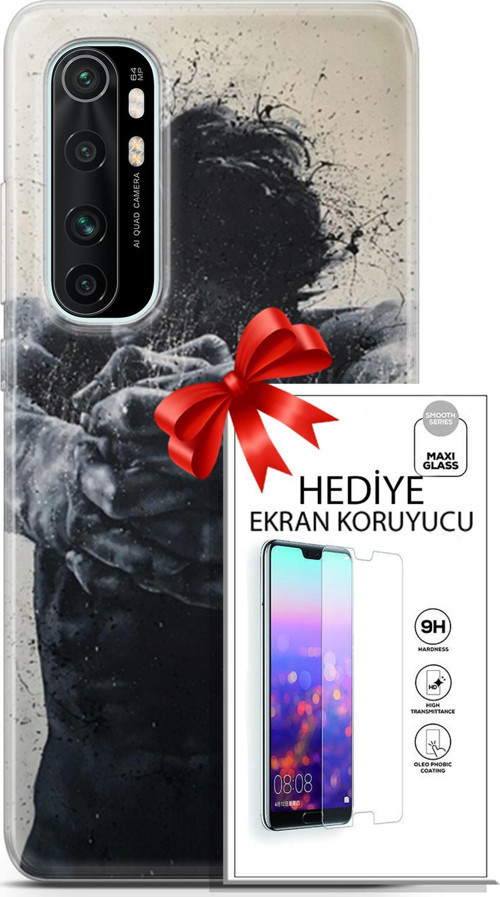 Xiaomi Mi Note 10 Lite Kılıf Orijinal Seri Soul 28 Yumruk İz Bırakmayan Kılıf + Ön Ekran Koruyucu