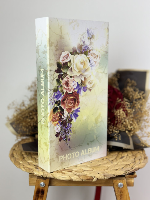 RS307 Fotoğraf Albümü 10x15cm 300 Fotoğraf Kapasiteli Gelin Buketi Desenli Lüks Albüm