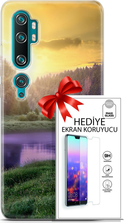 Xiaomi Mi Note 10 Kılıf Orijinal Seri Fantasy 05 Nehir Koruma Kılıfı + Ekran Koruyucu