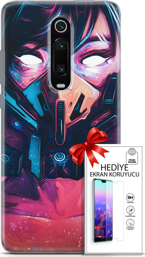 Xiaomi Mi 9T Pro Kılıf Orijinal Seri Algorand 27 Maskeli Kadın Lazer Kesim Silikon Ekran Koruyucu