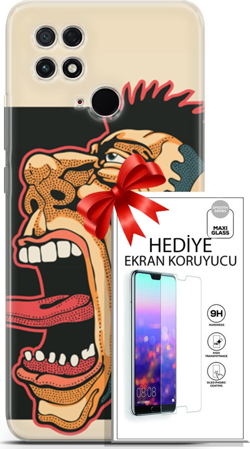 Xiaomi Poco C40 Kılıf Orijinal Seri Punky 11 Maymun 4K Baskılı Kılıf + Ekran Koruyucu Full Koruma
