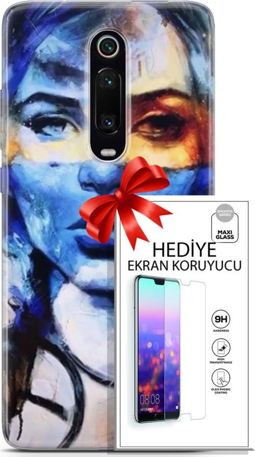 Xiaomi Mi 9T Pro Kılıf Orijinal Seri Soul 13 Mavi Sarı Case Kapak Ekran Koruyucu