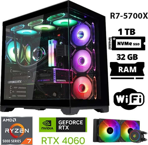 Sword X32 Ryzen 7 5700X 32GB Ram 1TB M.2 NVMe SSD 8GB RTX4060 Sıvı Soğutmalı Oyuncu Bilgisayarı