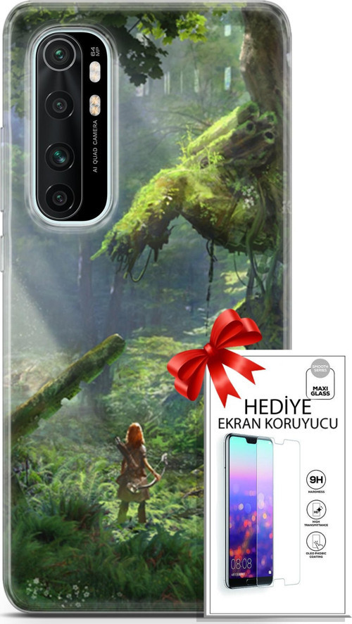 Xiaomi Mi Note 10 Lite Kılıf Orijinal Seri Cardano 13 Orman Case Kapak Ekran Koruyucu
