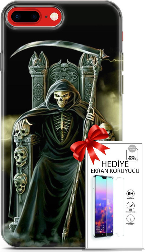 Apple İphone 7 Plus - 8 Plus Kılıf Orijinal Seri Cardano 11 İskeletor 4K Baskılı Kılıf + Ekran Koruyucu