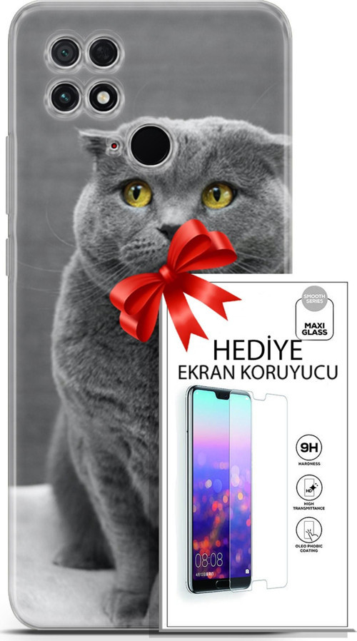 Xiaomi Poco C40 Kılıf Orijinal Seri Scotish-British 17 Scottish Duman Gri Yumuşak Kılıf + Ekran Koruyucu
