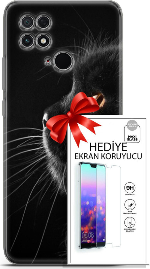 Xiaomi Poco C40 Kılıf Orijinal Seri Scotish-British 22 Kedi Bıyık Detay Kap + Ekran Koruyucu